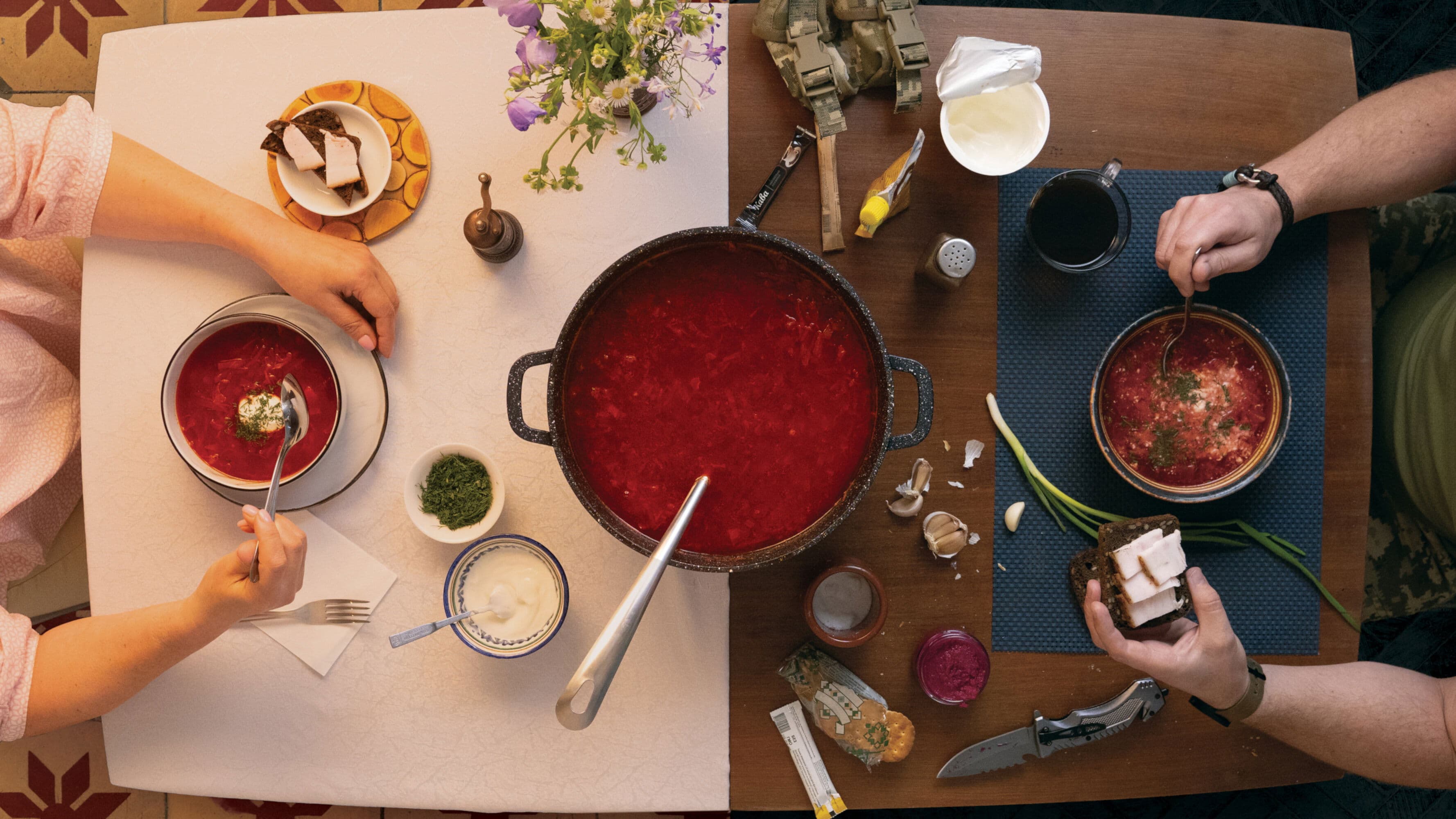 From Home to the Front: Sharing a Meal